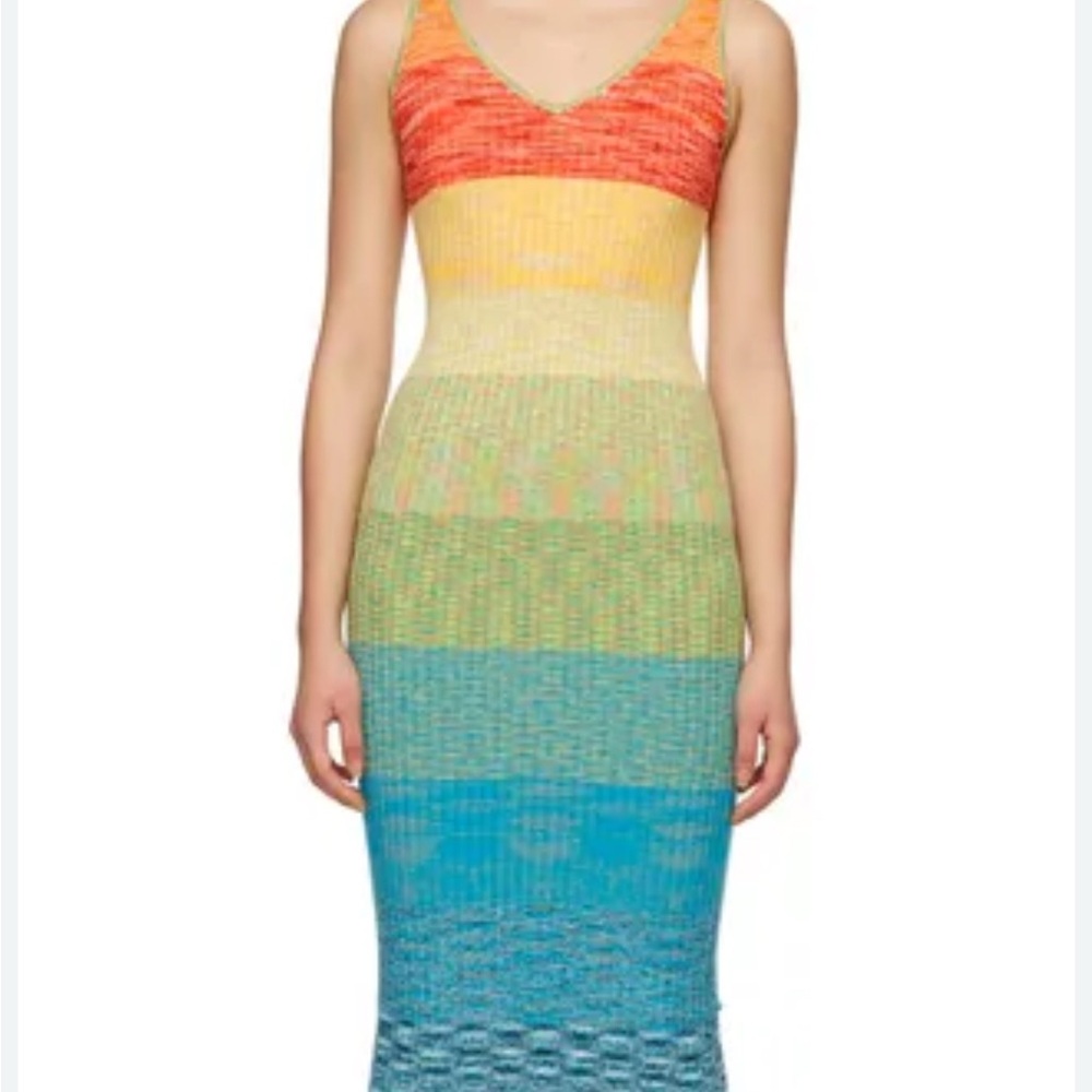 STAUD Colorful Knit Midi Dress